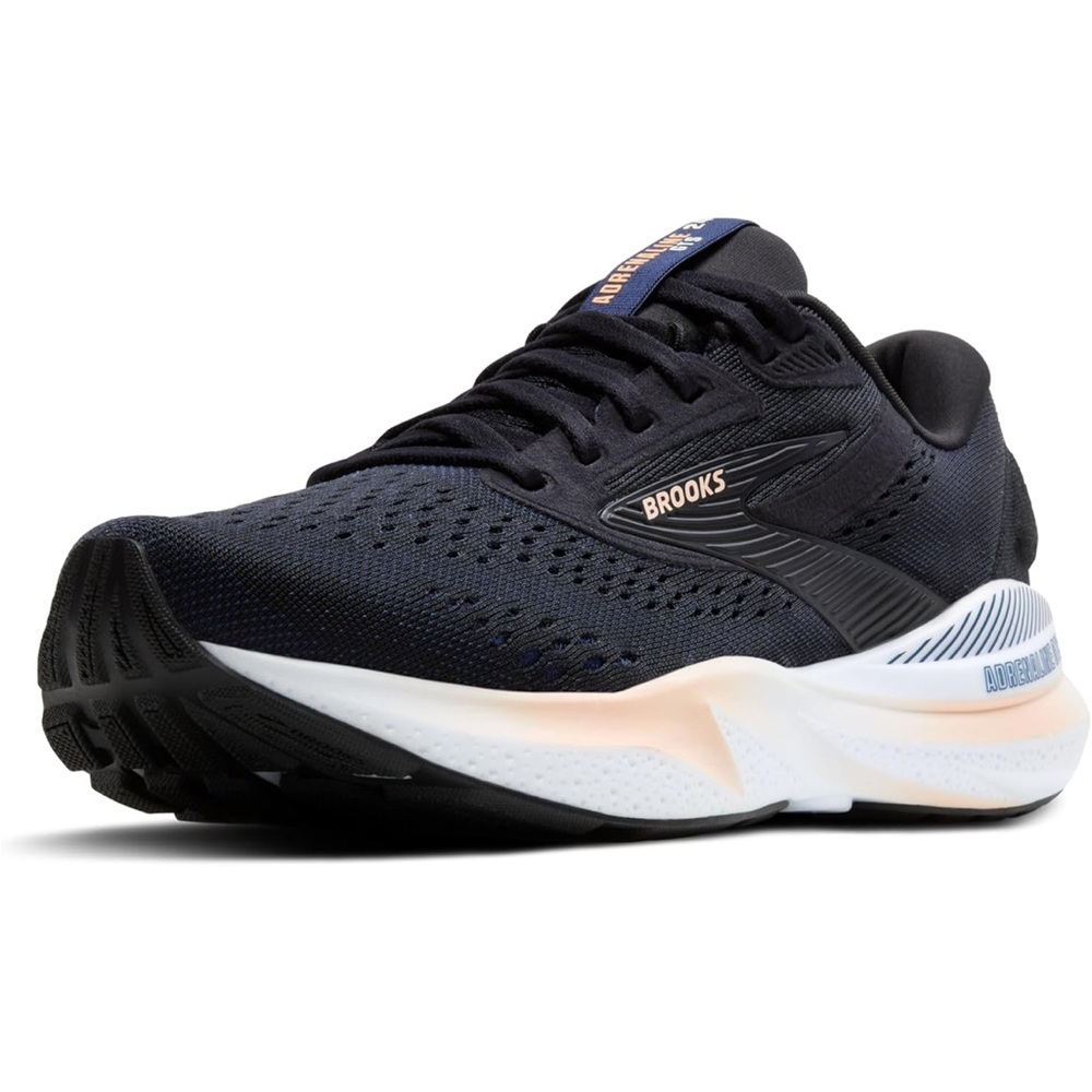Brooks Women’s Black and White Running Shoe with Subtle Peach Accent - Picture 2 of 9